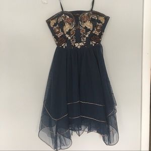 Free People Navy Strapless Dress